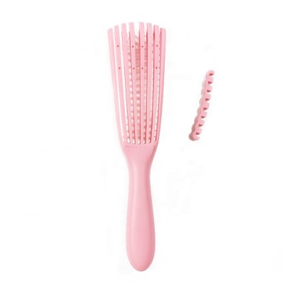 ez massage natural black hair comb eight claw flexible curly pink hair detangle brush custom logo